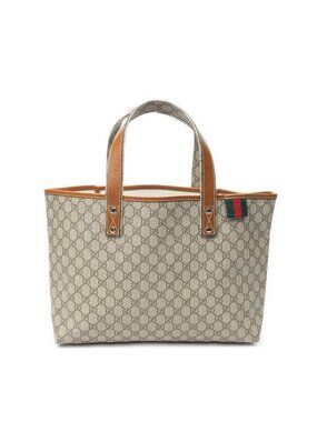 Gucci Web Shopping Tote Bag Beige Brown Supreme